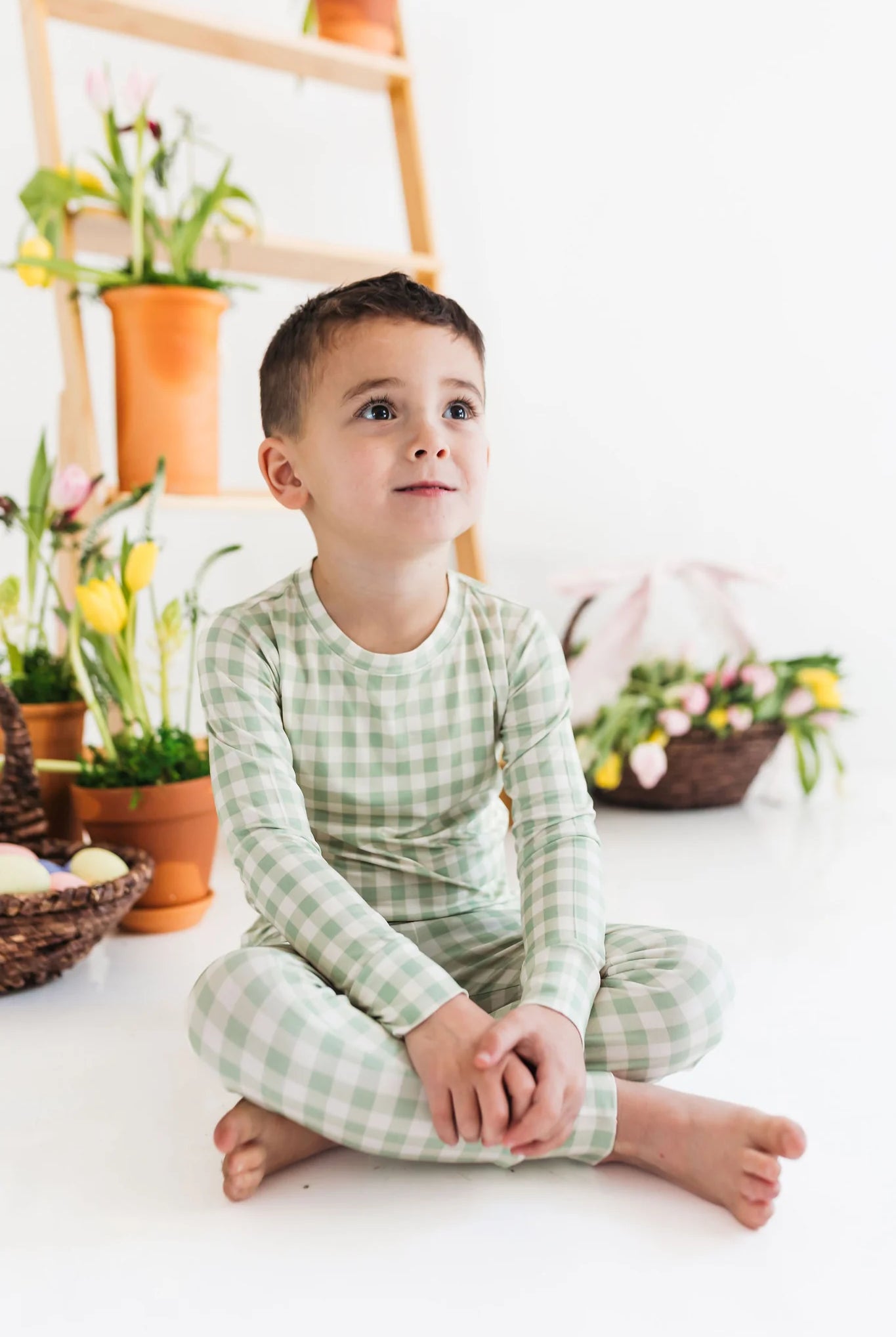 in my jammers Green Gingham Two Piece Set