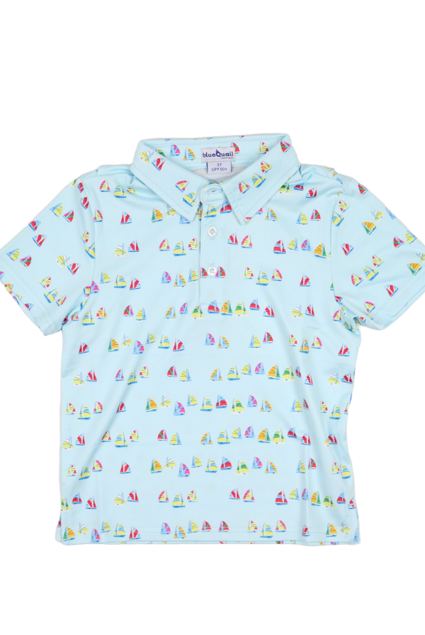 blue quail Boat Race Polo Short Sleeve Shirt