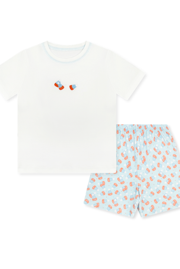 lullaby set Preston Short Set Candy Corn Kisses Blue