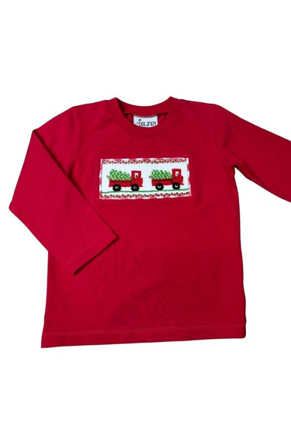 DELANEY Boys Smocked Red Truck Shirt