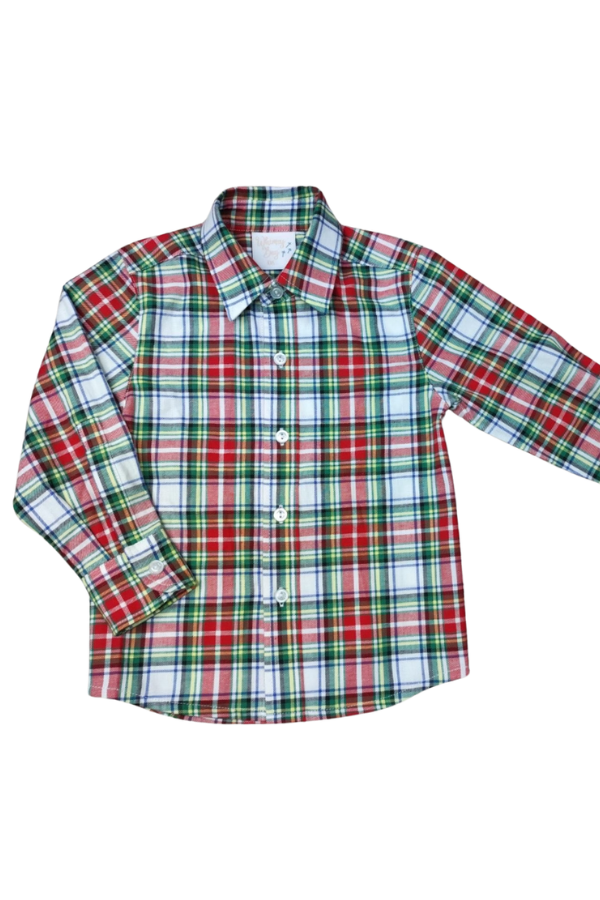 whimsy bay Christmas Plaid Long Sleeve Button Down