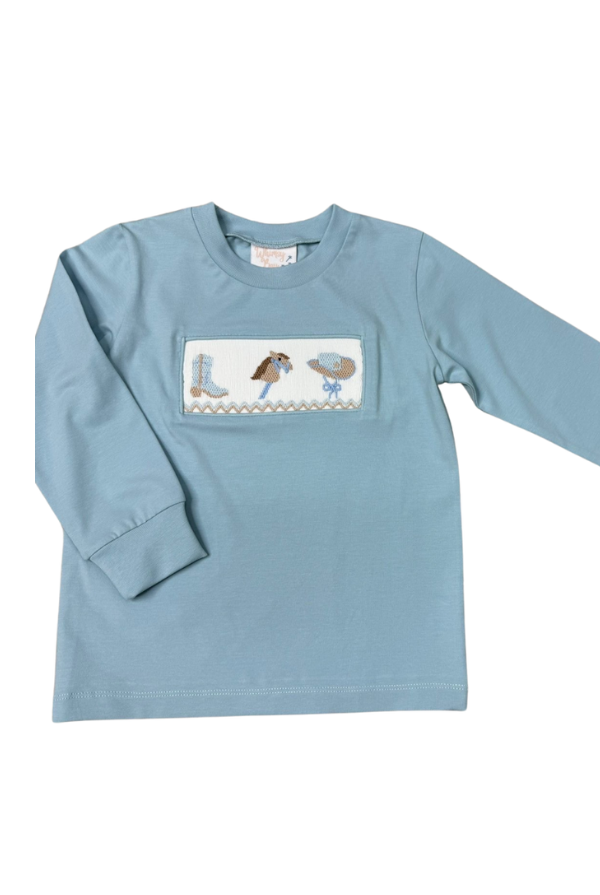whimsy bay Little Cowboy Smocked Long Sleeve Shirt