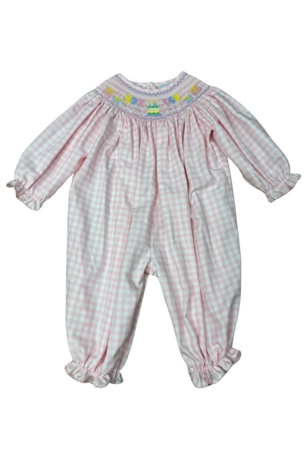 delaney Smocked Birthday Cake & Balloons Bishop Romper