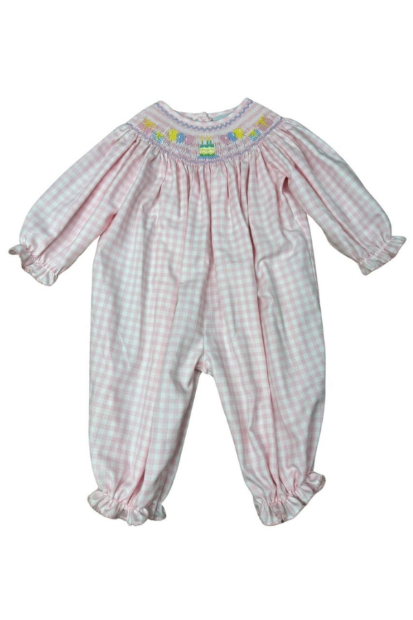 delaney Smocked Birthday Cake & Balloons Bishop Romper