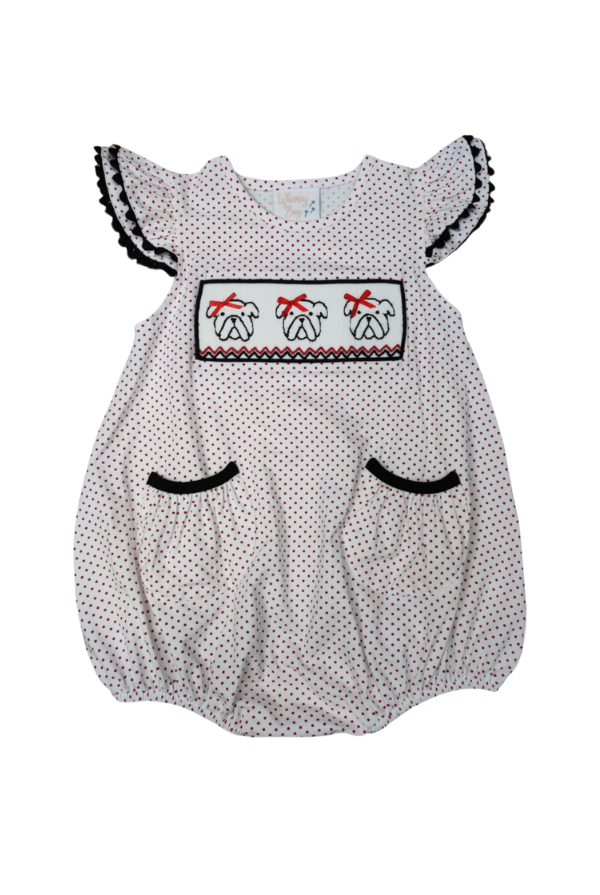 whimsy bay Red Bulldog Smocked Faye Flutter Bubble