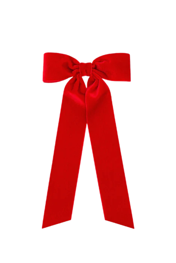 WEE ONES Medium Velvet Bowtie with Tails | Red