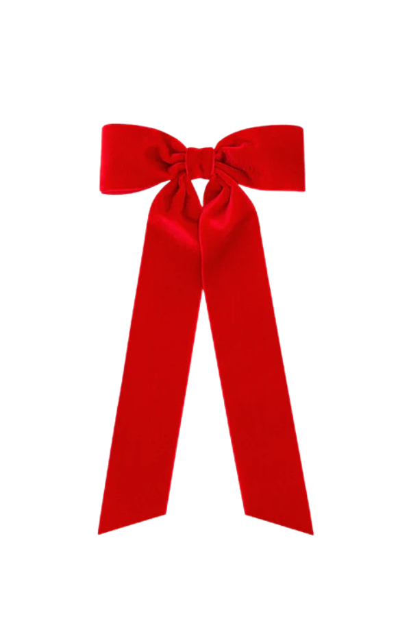 WEE ONES Medium Velvet Bowtie with Tails | Red
