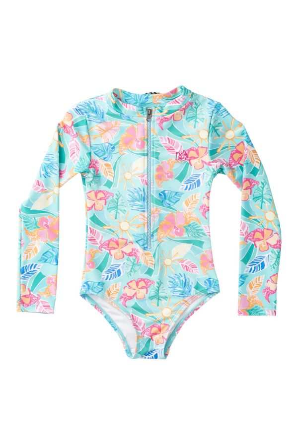 prodoh Girls' Surf and Turf One Piece Swimsuit | Palm Paradise Print