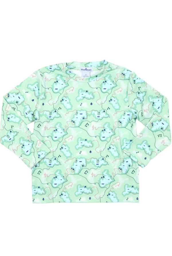 blue quail Trail Map Camo Long Sleeve Performance Tee