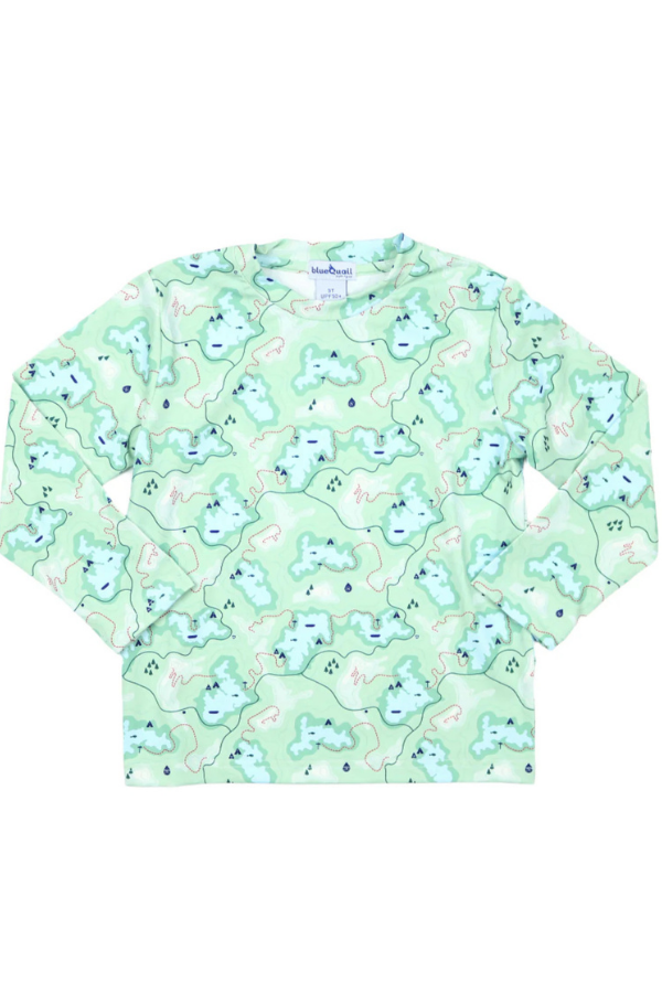 blue quail Trail Map Camo Long Sleeve Performance Tee