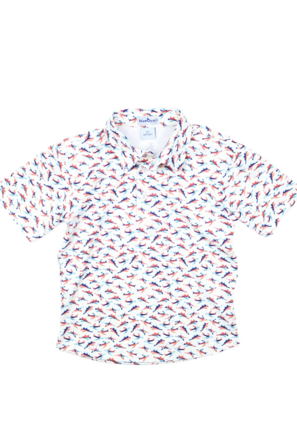 blue quail Jets Polo Short Sleeve Shirt