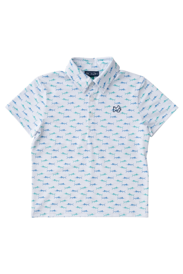 prodoh Boys Short Sleeve Pro Performance Polo | Fish Print