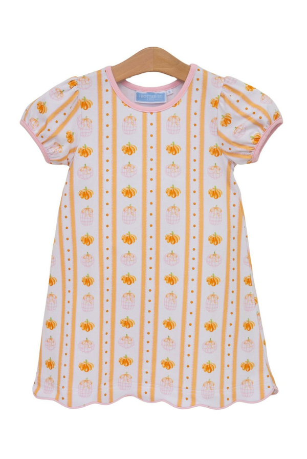 TROTTER STREET Pumpkin Patch Scalloped Dress