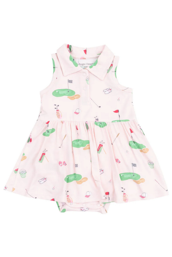 angel dear Golf Things Pink Polo Collar Bodysuit Dress