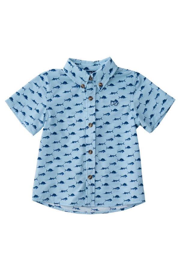 prodoh Boys' Short Sleeve Fishing Shirt | Fish Print