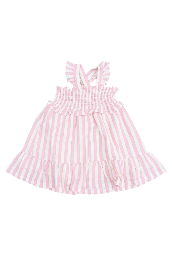 angel dear Candy Stripe Smocked Ruffle Dress