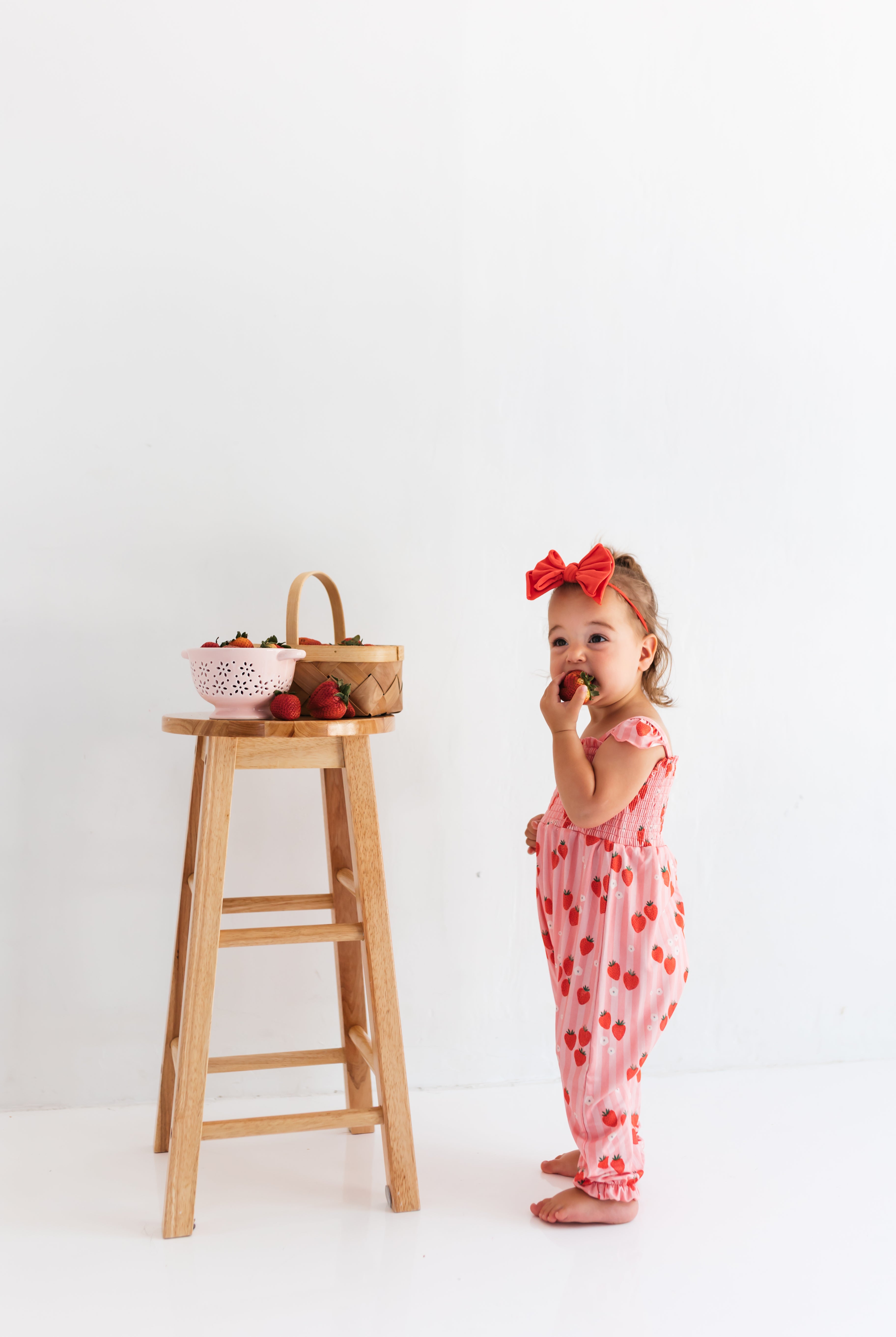 in my jammers Red Strawberry Smocked Jumpsuit