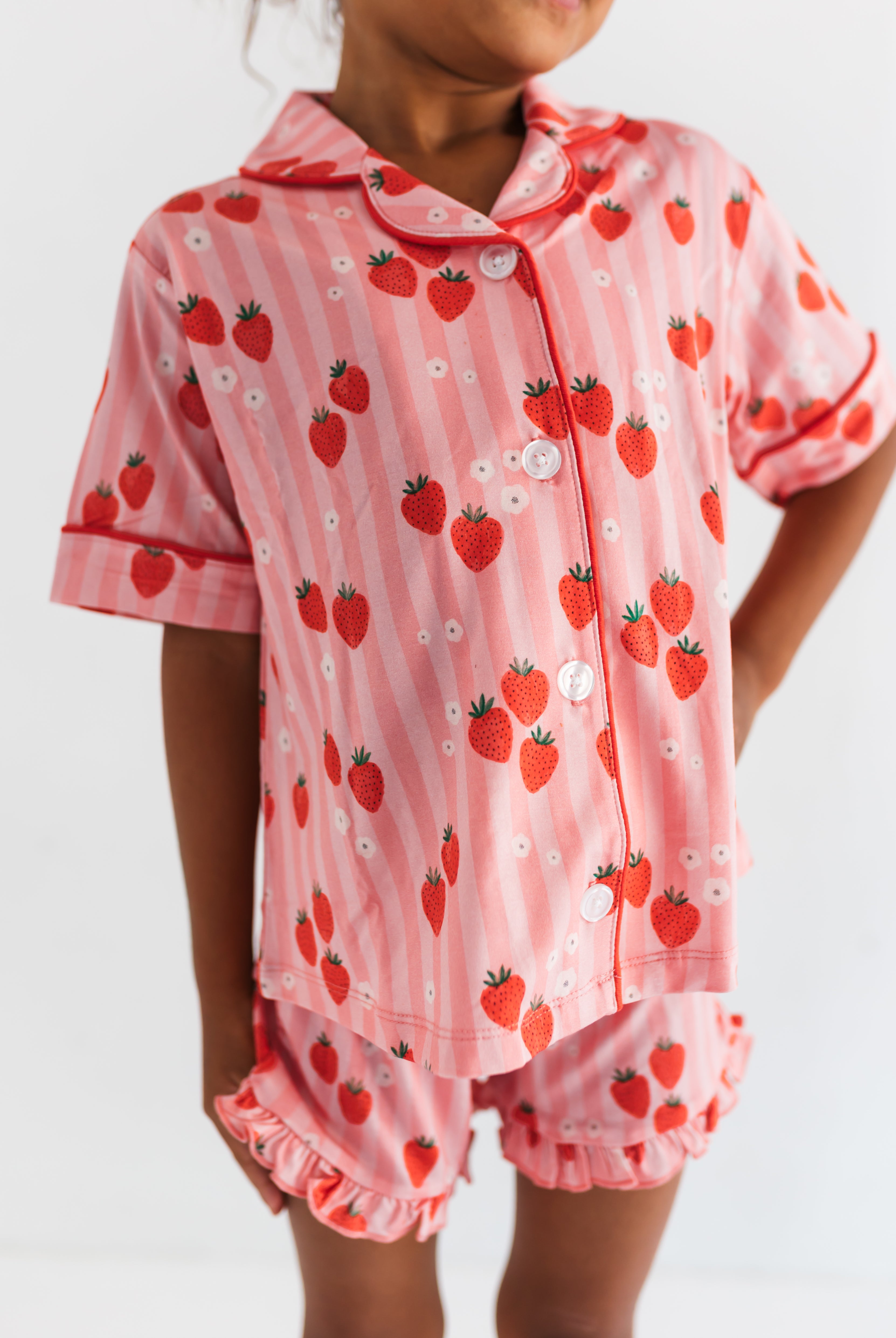 in my jammers Red Strawberry Button Up Short Set