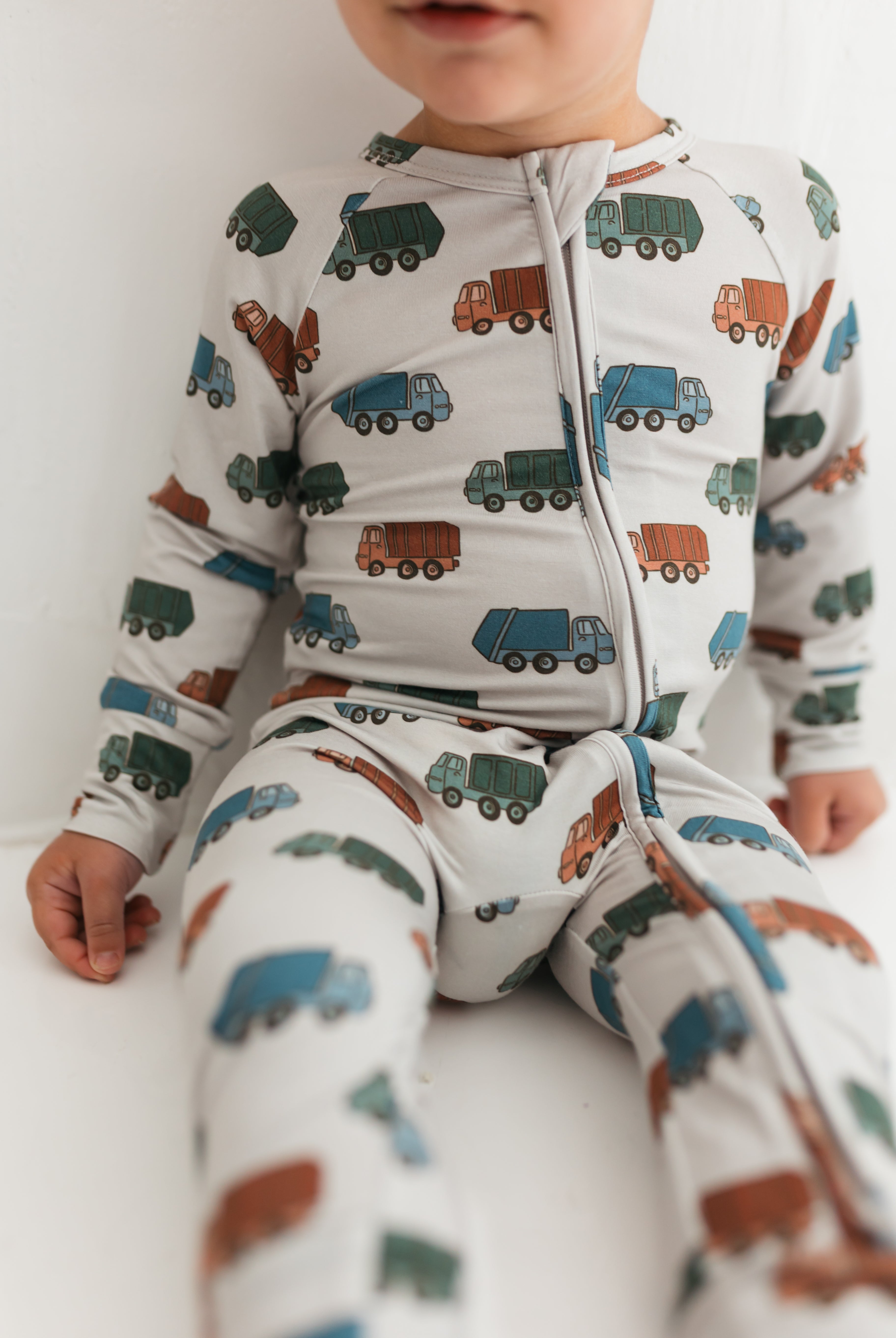 in my jammers Trash Trucks Zipper Romper