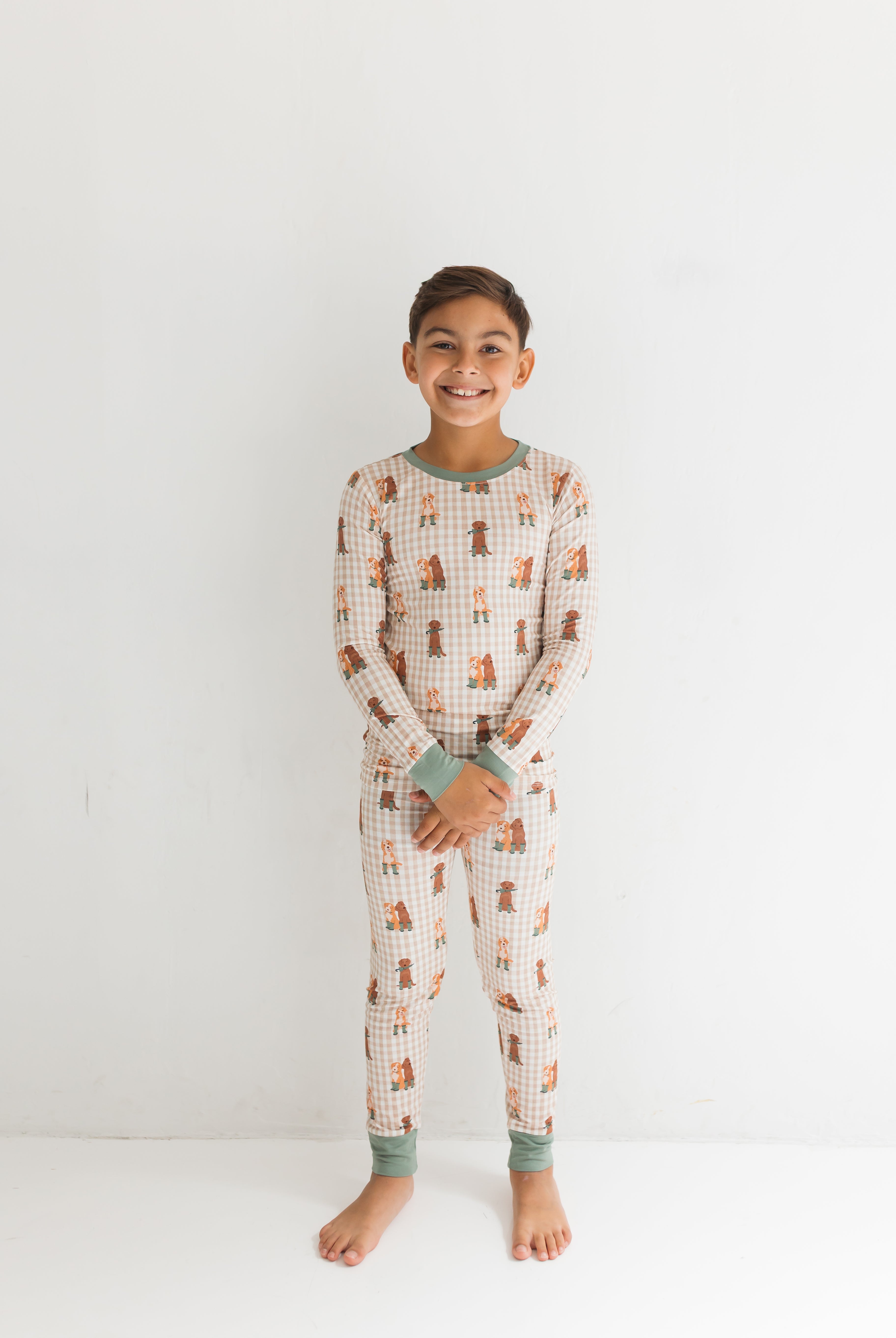 IN MY JAMMERS Green Pup Friends Two Piece Set