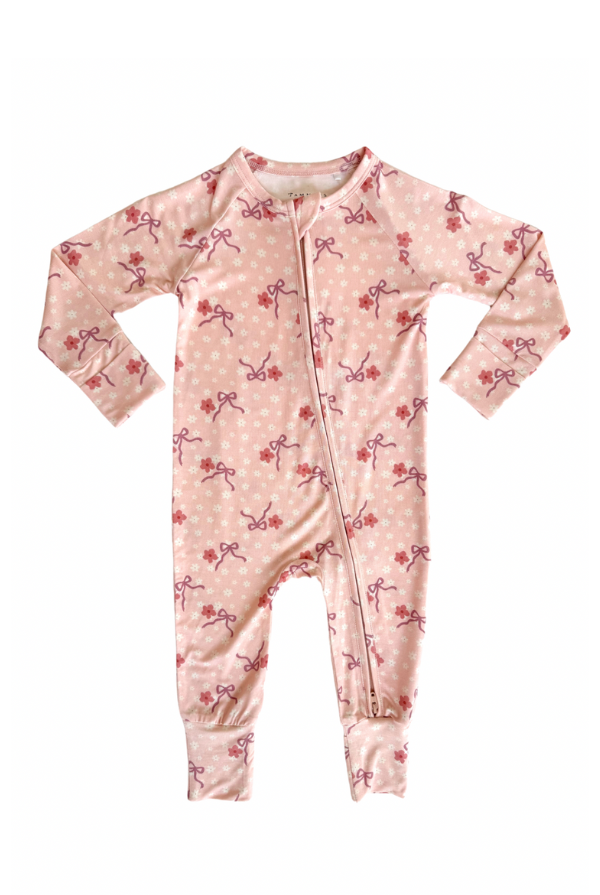 in my jammers Ditsy Bow Zipper Romper