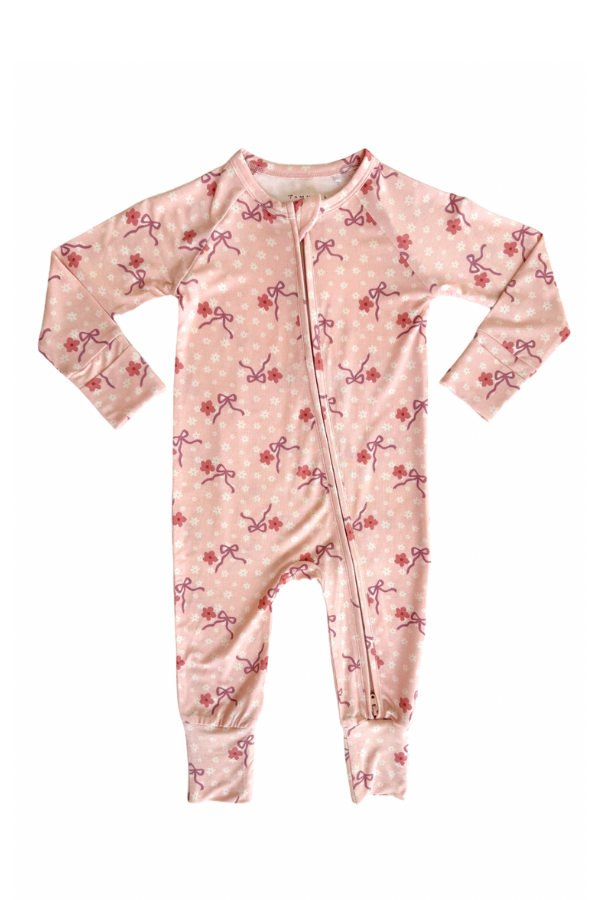 in my jammers Ditsy Bow Zipper Romper