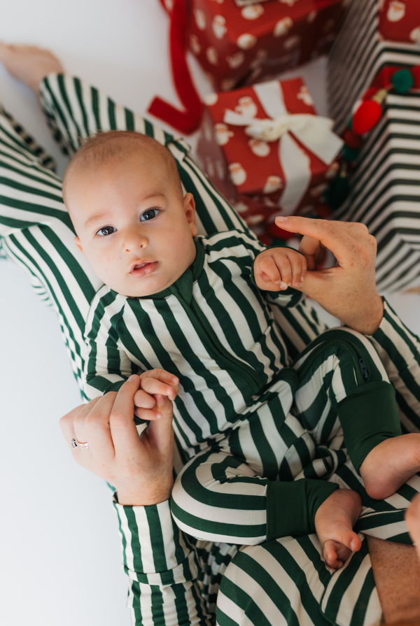 in my jammers Green Stripe Zipper Romper