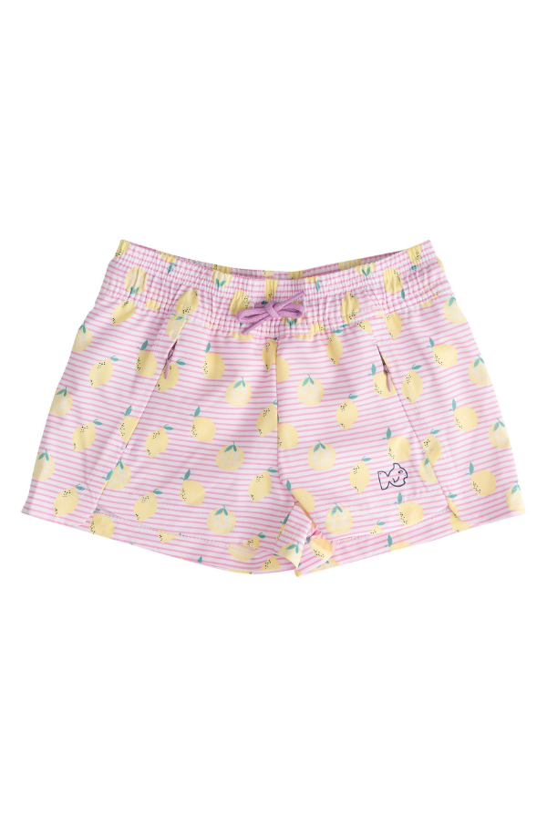 prodoh Girls Beach Cruiser Short | Pink Frosting Lemon Stripe