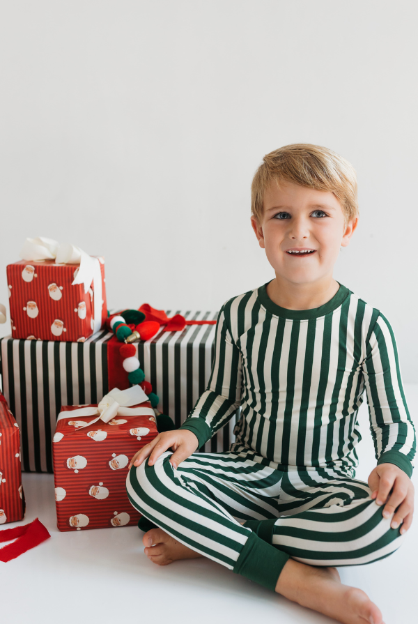 in my jammers Green Stripe Two Piece Set