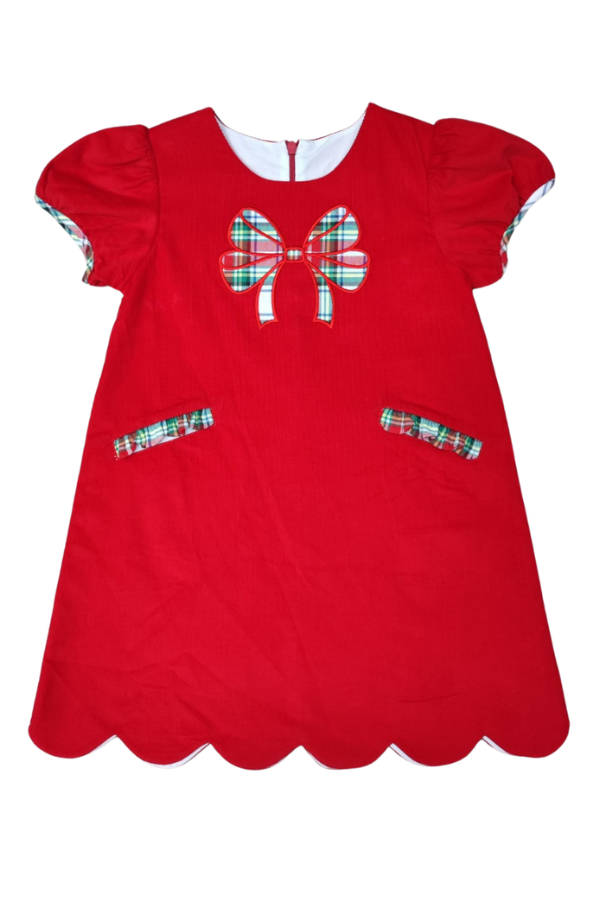 whimsy bay Christmas Plaid Claira Bow Dress