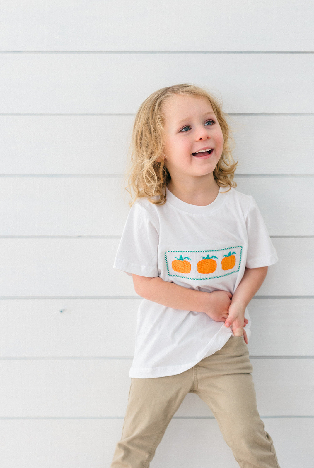 poppy kids Smocked Pumpkin T-Shirt