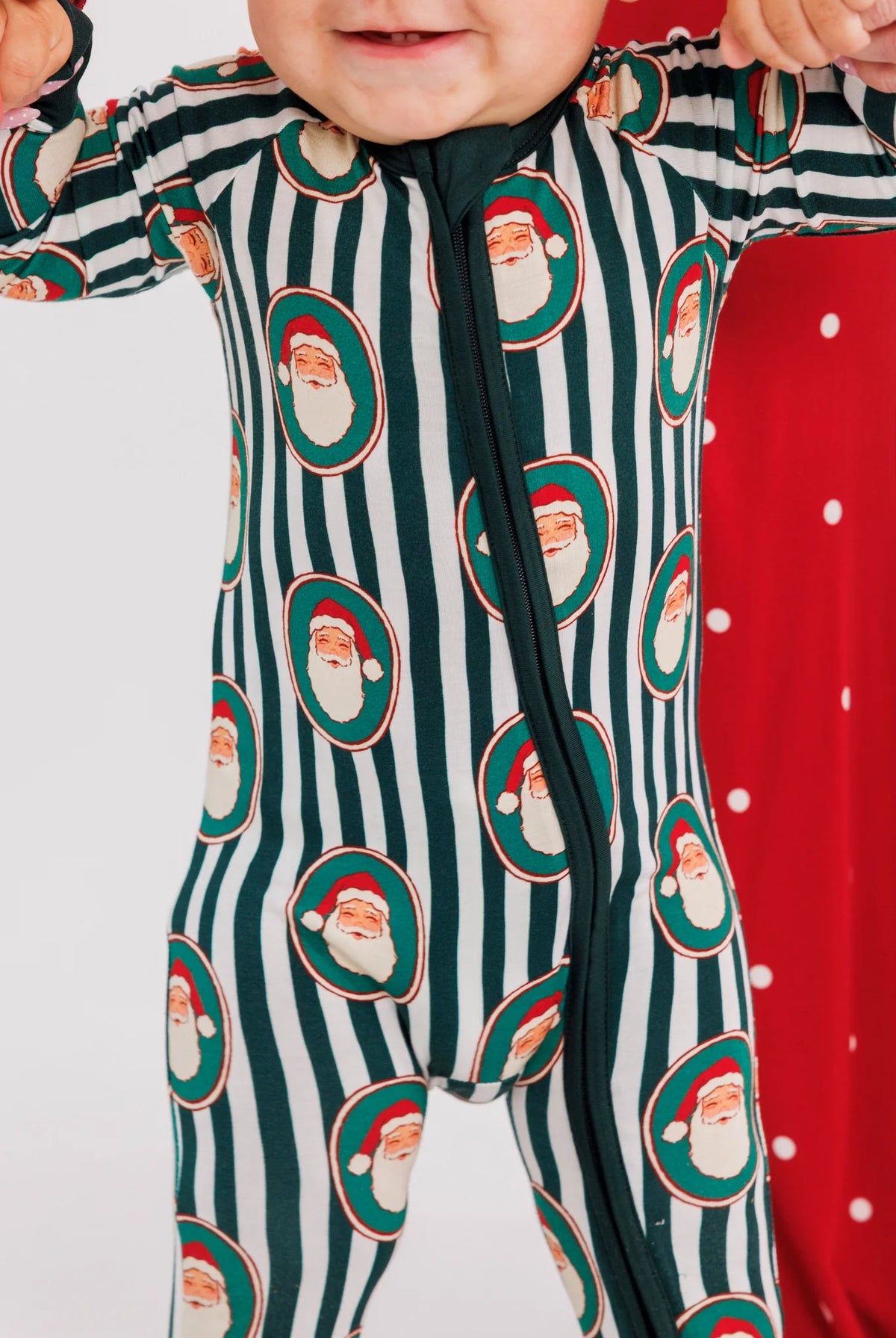 In My Jammers Green Santa Claus Lane Zipper Romper