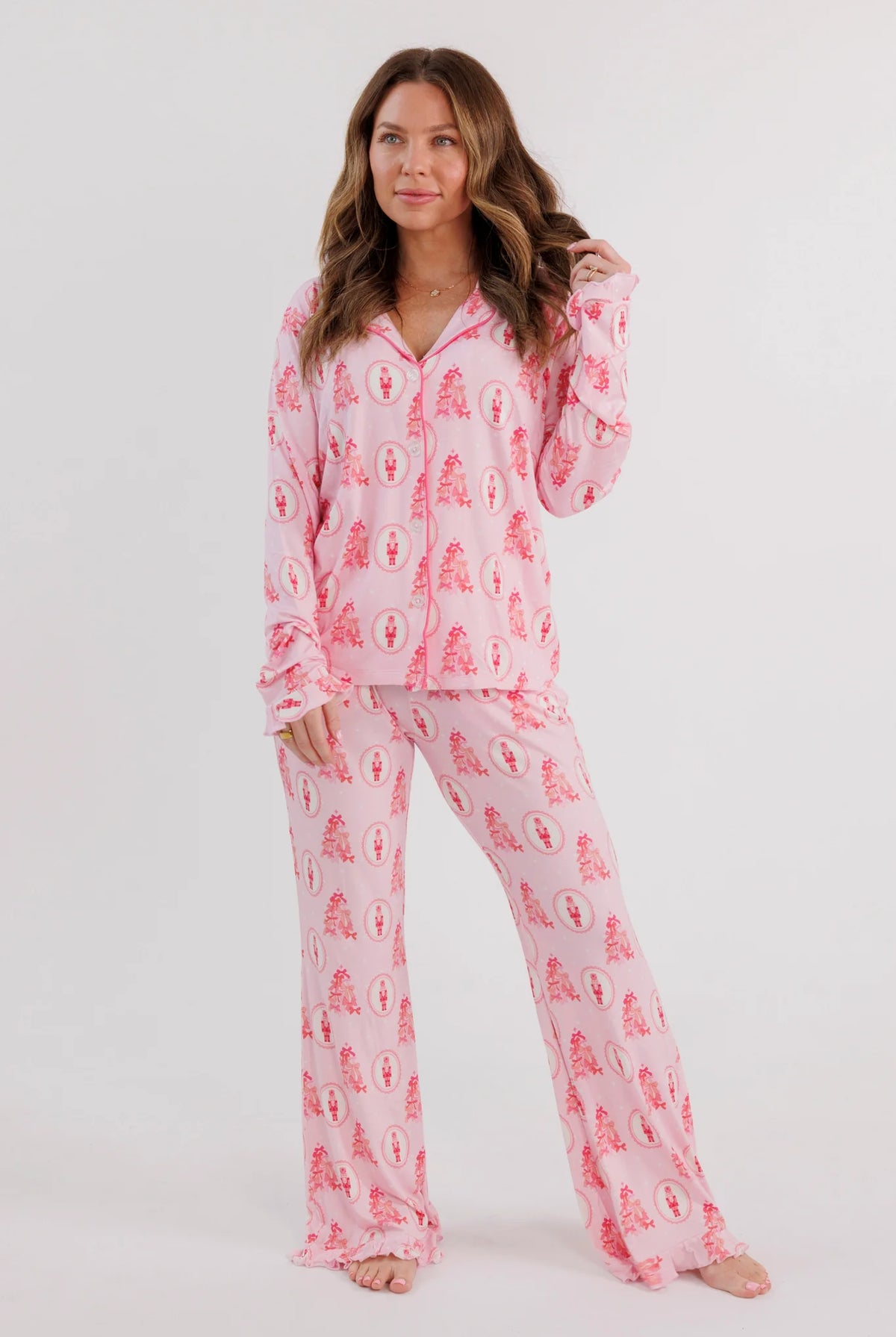 IN MY JAMMERS Wrapped in Bows Women's Long Sleeve Ruffle Set