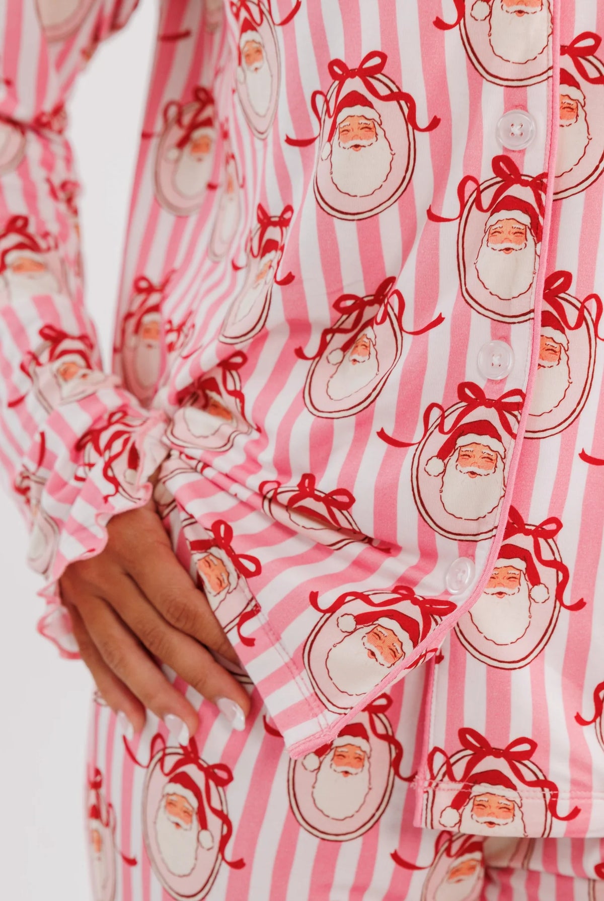 In my Jammers Pink Santa Claus Lane Women's Long Sleeve Ruffle Set