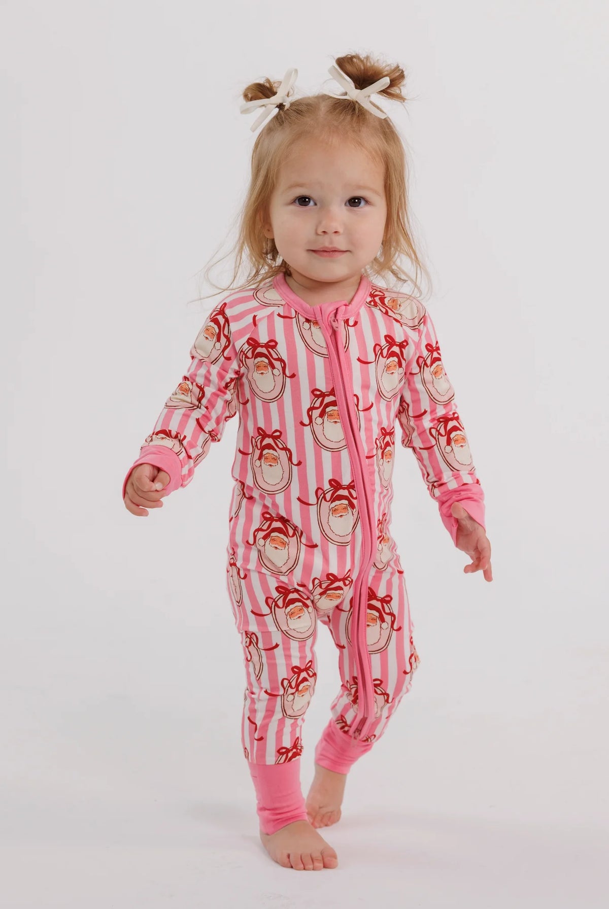 IN MY JAMMERS Pink Santa Claus Lane Zipper Romper