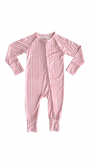 in my jammers Pink Stripe Zipper Romper