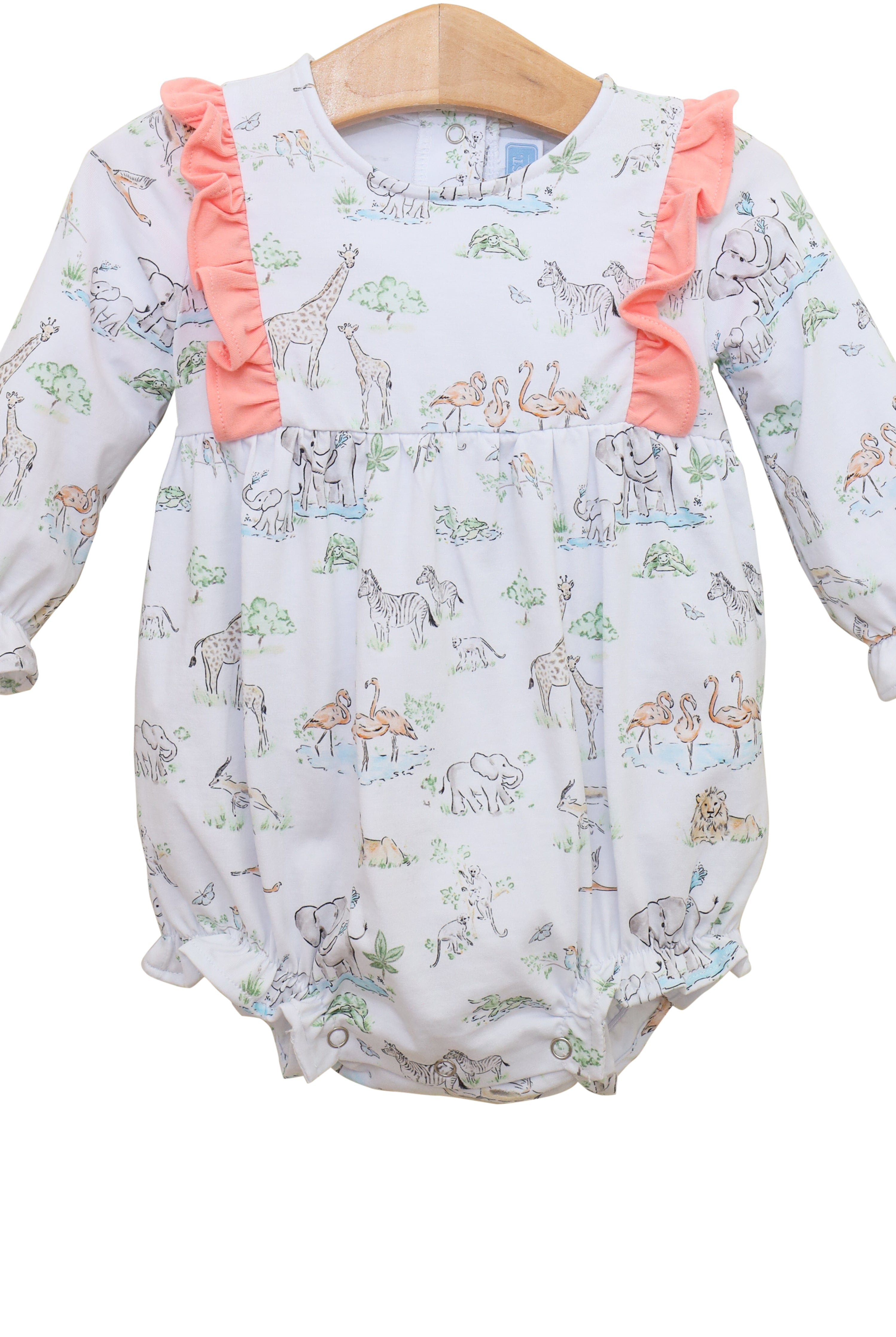 trotter street Safari Animals LS Ruffle Bubble