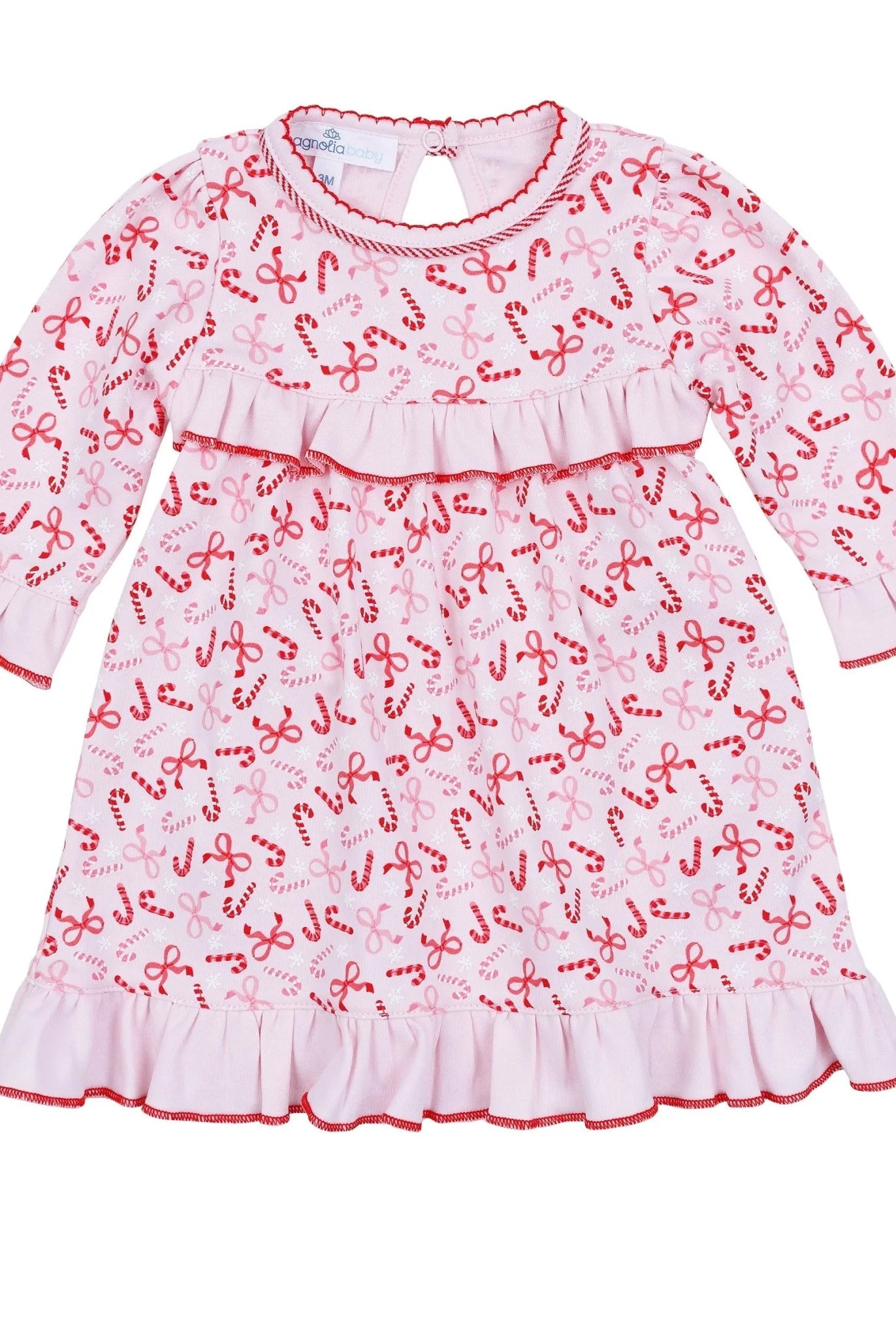magnolia baby Candy Cane Lane Printed Ruffle Dress