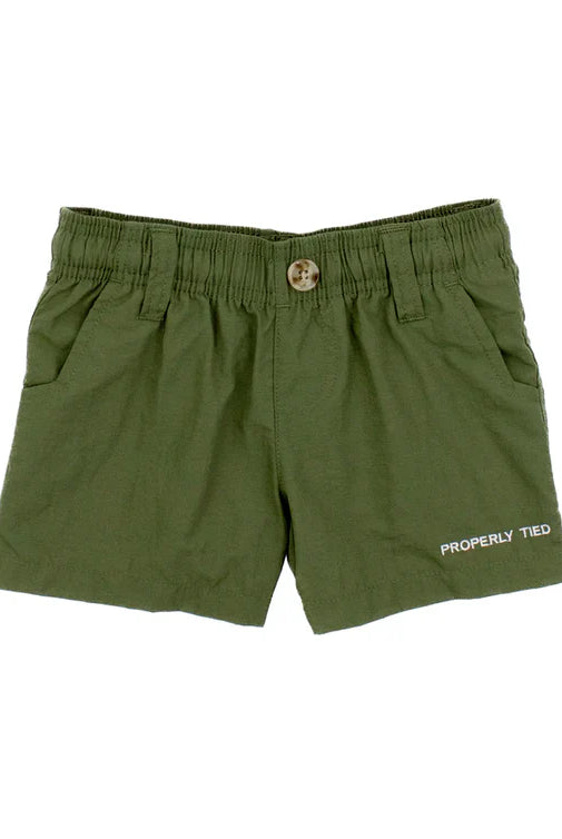 properly tied Boys Mallard Short Olive