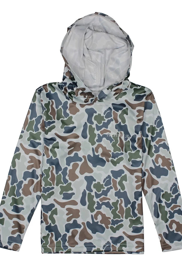 Properly Tied Boys Sportsman Performance Hoodie Terra Camo