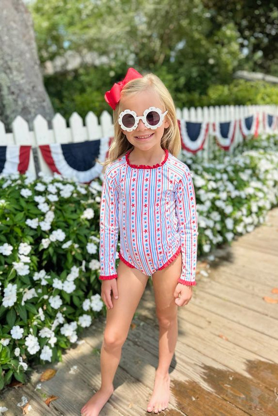 James and Lottie Leighton One Piece Rash Guard Swimsuit