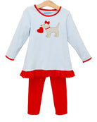 trotter street Puppy Love Ruffle Pants Set