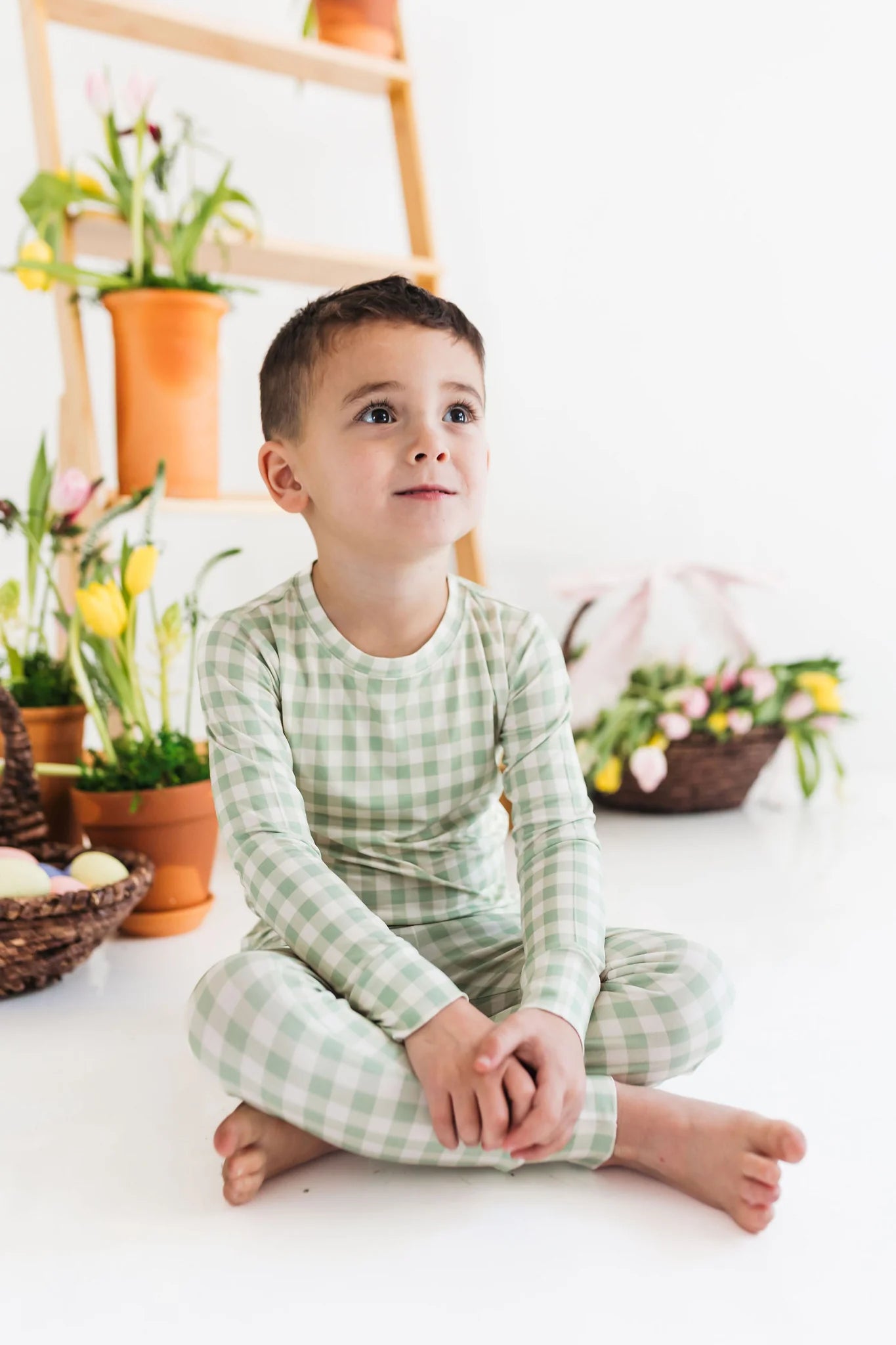 in my jammers Green Gingham Two Piece Set