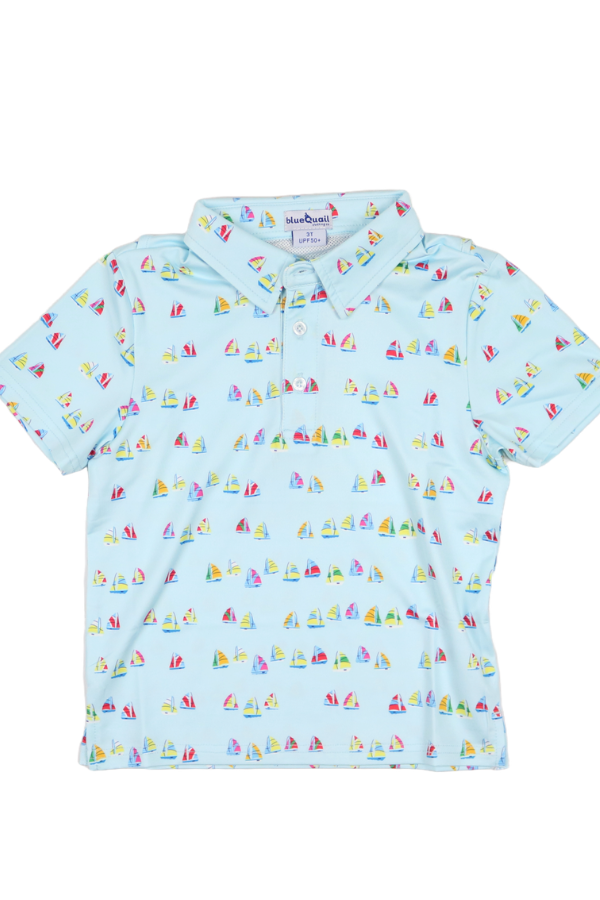 blue quail Boat Race Polo Short Sleeve Shirt