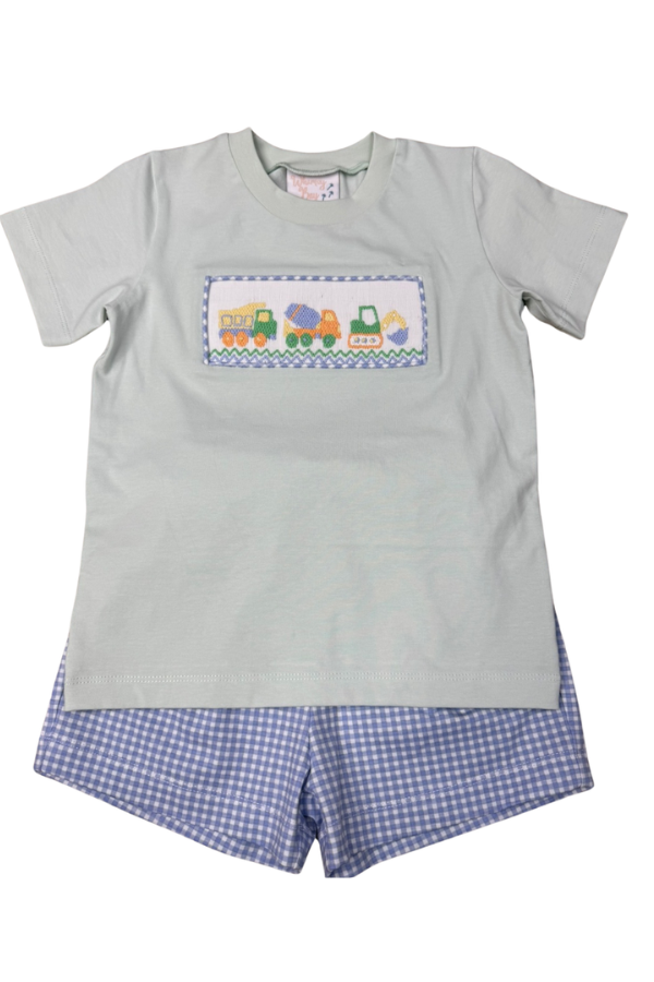 whimsy bay Construction Crew Smocked Short Set