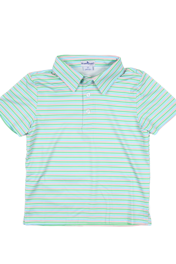 blue quail Sherbet Stripe Polo Short Sleeve Shirt