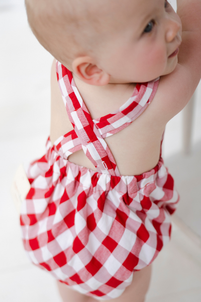 Red Gingham Boy Sunsuit