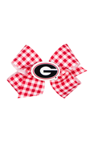 WEEONES Medium Collegiate Gingham Hair Bow with Georgia Patch