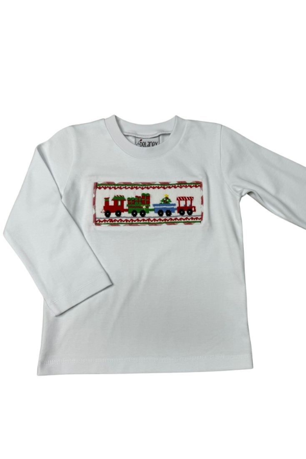 DELANEY Boys Smocked Christmas Train Shirt