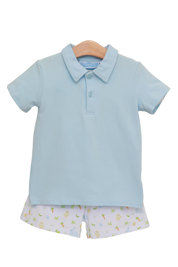 TROTTER STREET Cottontail Solid Polo Short Set